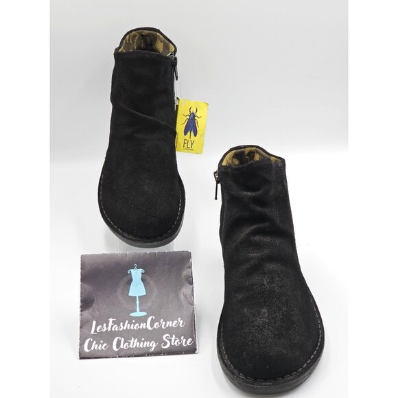NWT Fly London Women's Black Suede Merk Ankle Bootie Size 8.5  (39) 2821 - Picture 2 of 15